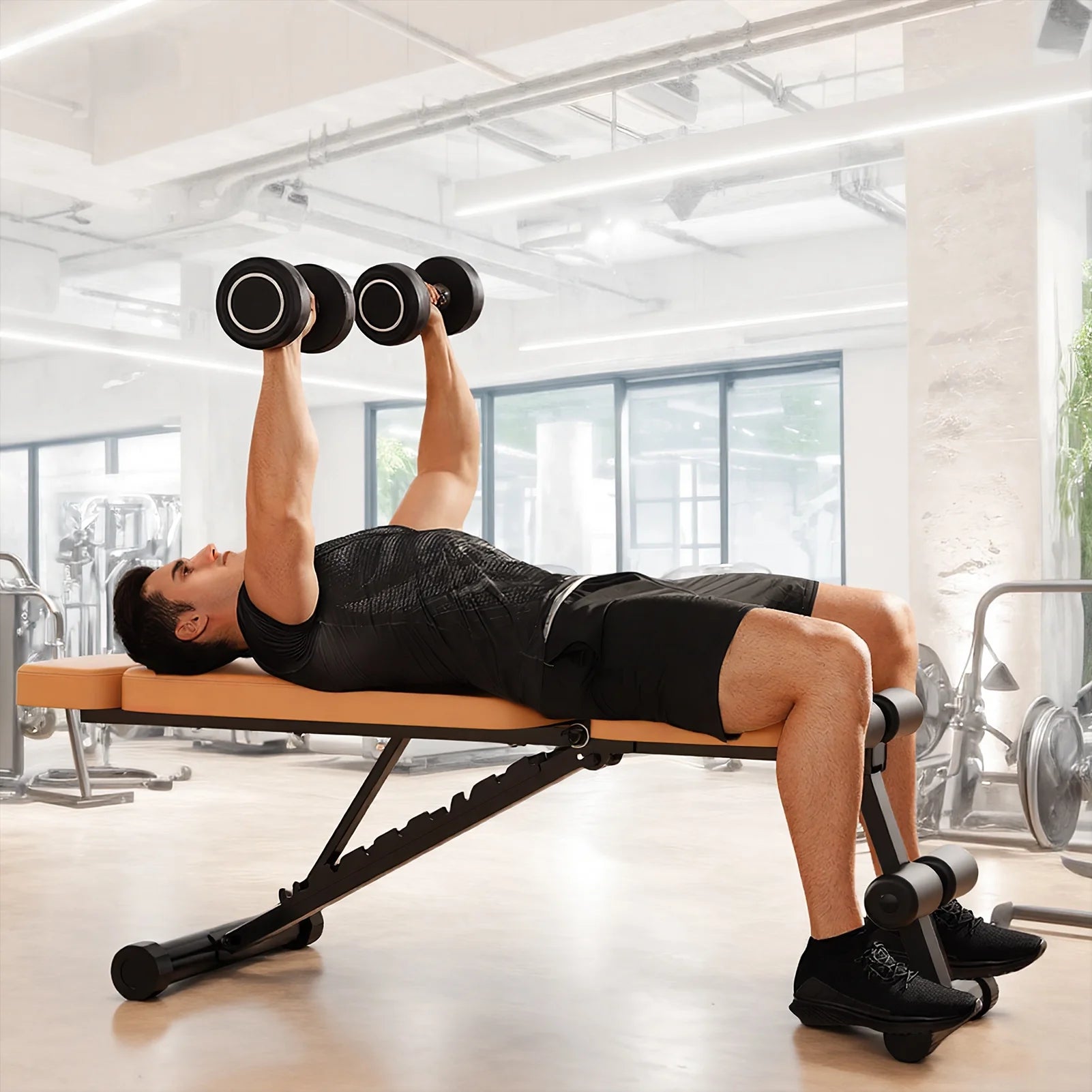 9 Positions Adjustable Weight Bench,Foldable Workout Bench Olympic Weight Bench for Home Gym Full Body Strength Training,Support up to 800Lbs