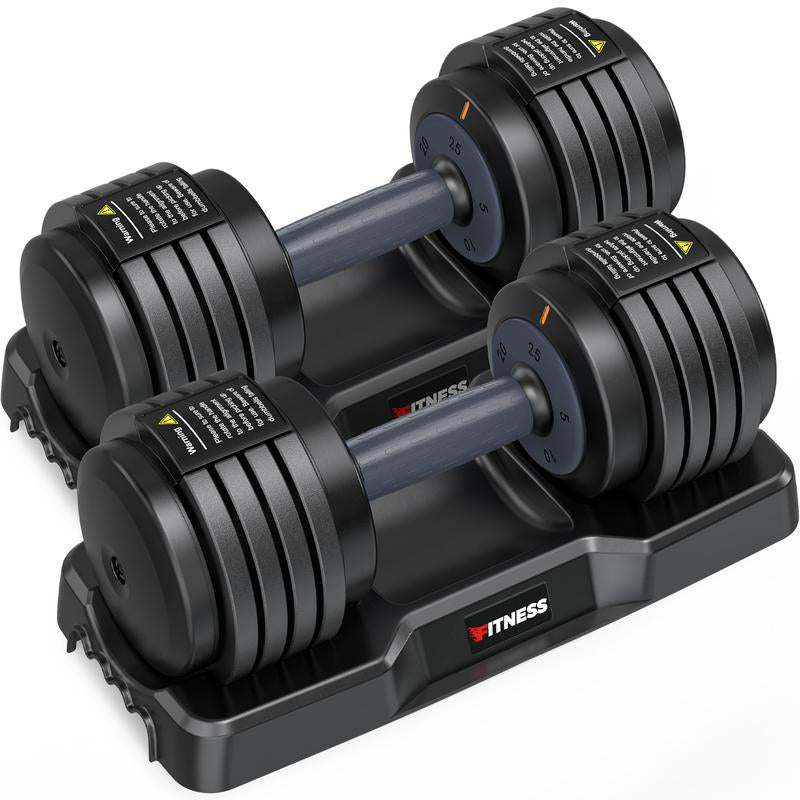 Bearbro Adjustable Dumbbells Set, 1-Sec Adjustable Weights Dumbbells Set, 5 in 1 Free Adjustable Dumbbell Set with Anti-Slip Texture Handle, Weight Set for Home Gym Suit Both Men and Women