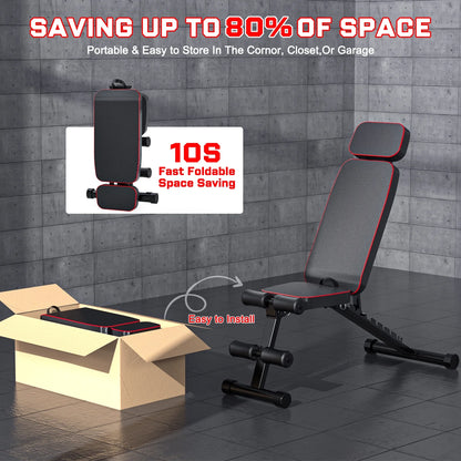 9 Positions Adjustable Weight Bench,Foldable Workout Bench Olympic Weight Bench Press for Home Gym Full Body Strength Training,Support up to 800Lbs