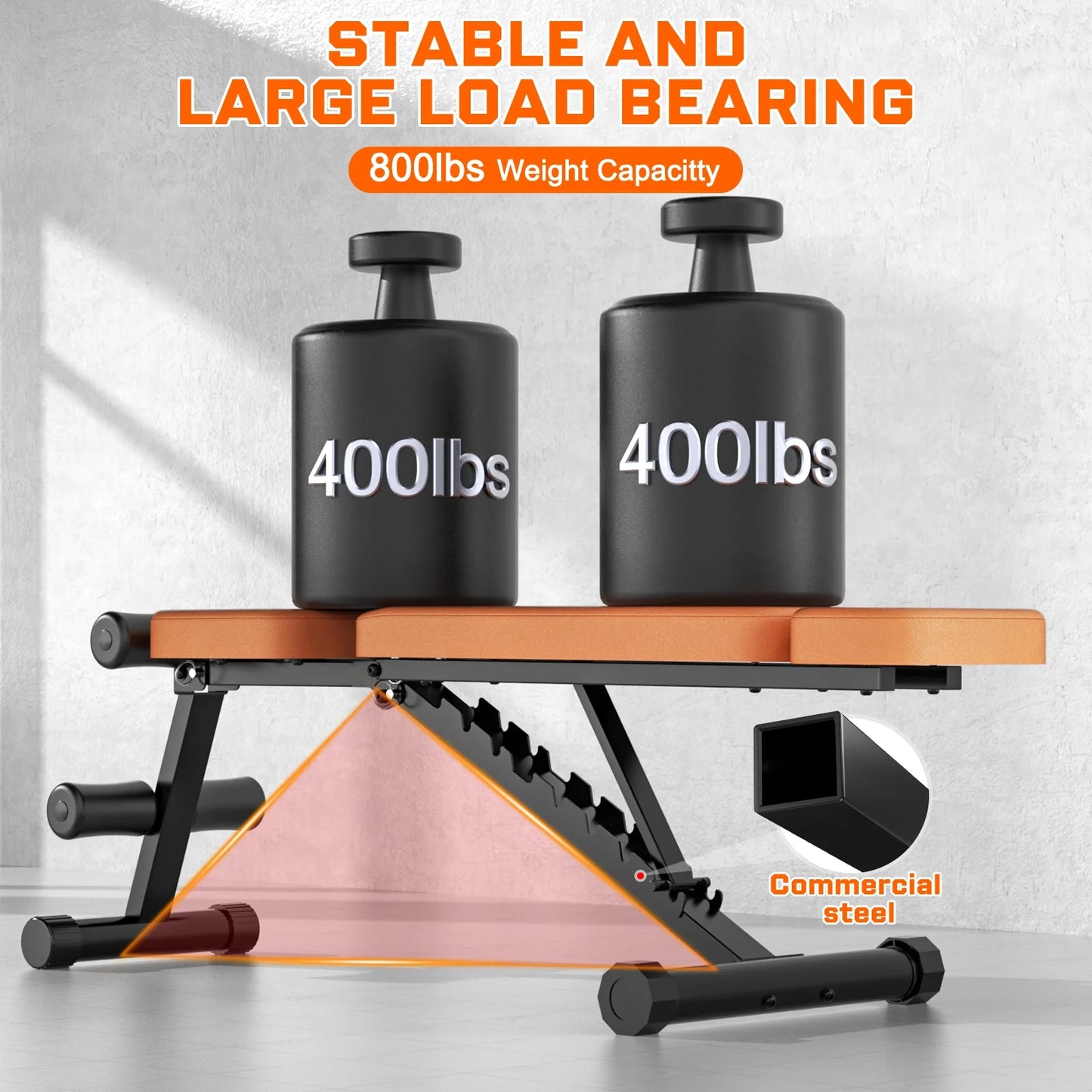 9 Positions Adjustable Weight Bench,Foldable Workout Bench Olympic Weight Bench for Home Gym Full Body Strength Training,Support up to 800Lbs