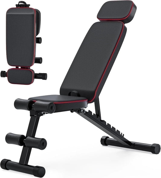 9 Positions Adjustable Weight Bench,Foldable Workout Bench Olympic Weight Bench Press for Home Gym Full Body Strength Training,Support up to 800Lbs