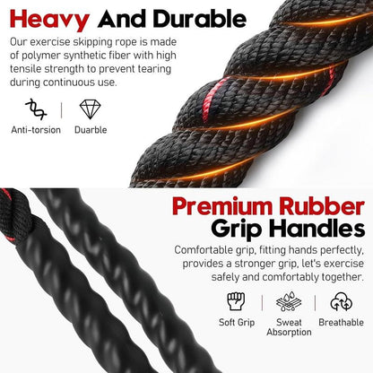 Jump Rope, 3Lb 4Lb 5Lb Weighted Jump Rope for Fitness, 9.8Ft Heavy Exercise Jumping Ropes, Adult Skipping Rope for Men Women Improve Strength,Building Muscle,Boxing,Home Workout Equipment,Gym Gift