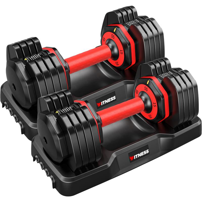 Bearbro Adjustable Dumbbells Set, 1-Sec Adjustable Weights Dumbbells Set, 5 in 1 Free Adjustable Dumbbell Set with Anti-Slip Texture Handle, Weight Set for Home Gym Suit Both Men and Women
