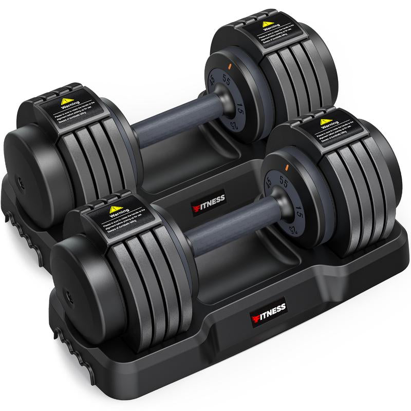 Bearbro Adjustable Dumbbells Set, 1-Sec Adjustable Weights Dumbbells Set, 5 in 1 Free Adjustable Dumbbell Set with Anti-Slip Texture Handle, Weight Set for Home Gym Suit Both Men and Women